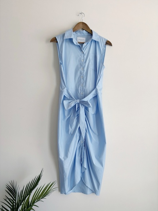 The Shirt by Rochelle Behrens Dresses & Skirts - The Shirt by Rochelle Behrens Blue Sleeveless Wrap Front Dress Medium NEW NWT